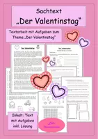 Vorschau - Stundenentwürfe - Sachtext Valentinstag - Textarbeit - Leseverstehen - Deckblatt
