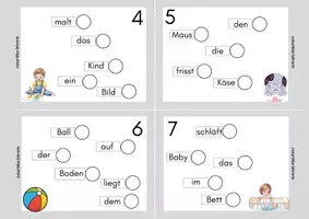 Vorschau - Aufgabenkarten - Schüttelsätze- Karteikarten Klasse 1. Mit Lösungen. - Seite 2