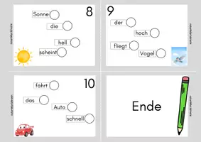 Vorschau - Aufgabenkarten - Schüttelsätze- Karteikarten Klasse 1. Mit Lösungen. - Seite 3