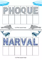 Aperçu - Feuilles d'exercices - Coller les lettres aux bons endroits des animaux du monde polaire - Page 2