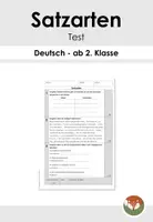Vorschau - Klassenarbeiten - Satzarten: Lernzielkontrolle (Differenziert) - Deckblatt