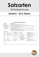 Vorschau - Stundenentwürfe - Satzarten: übersichtliche Einheitsplanung - Deckblatt