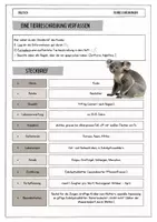 Vorschau - Arbeitsblätter - Tierbeschreibung verfassen - Der Koala - Seite 1