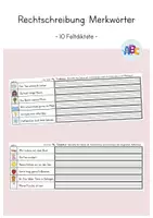 Vorschau - Arbeitsblätter - Merkwörter: 10 Faltdiktate - Deckblatt