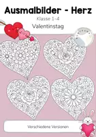 Vorschau - Mal- und Bastelvorlagen - Valentinstag - Herz & Blumen Ausmalbilder - Deckblatt