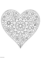 Vorschau - Mal- und Bastelvorlagen - Valentinstag - Herz & Blumen Ausmalbilder - Seite 1