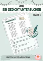 Vorschau - Arbeitsblätter - Ein Gedicht untersuchen - Sprachliche Mittel, Wirkung, Inhalt - Deckblatt