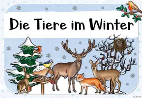 Vorschau - Arbeitsblätter - Tiere im Winter: Einstiegsstunde (Themenplakat, Gedicht, Vorwissen) - Seite 1