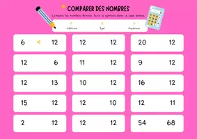 Aperçu - Apprentissages en autonomie - Comparaison - le nombre 12 < > = - Page de couverture