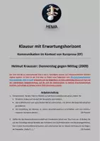 Vorschau - Unterrichtsreihen - Kurzgeschichten + Kommunikation: Klausur zu H. Krausser "Donnerstag gegen Mittag" - Deckblatt