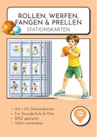 Vorschau - Fördermaterial/Inklusion - Stationskarten Bälle - Rollen, Werfen, Fangen & Prellen | Sport & Motorik Grundschule - Deckblatt