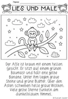 Vorschau - Arbeitsblätter - Lesemalblatt Affe, Katzen, Pinguin Lesen und Malen Materialpaket - Seite 2