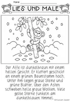 Vorschau - Arbeitsblätter - Lesemalblatt Affe, Katzen, Pinguin Lesen und Malen Materialpaket - Seite 3