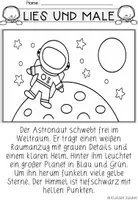 Vorschau - Arbeitsblätter - Lesemalblatt - astronauten | Klasse 1/2 - Seite 1
