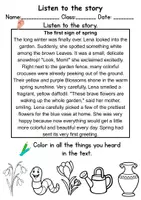 Vorschau - Mal- und Bastelvorlagen - Frühblüher / Early Bloomer: Reading comprehension & vocabulary - Englisch - Seite 1