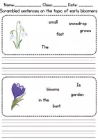 Vorschau - Arbeitsblätter - Schüttelsätze / Jumbled Sentences: Frühblüher / Early Bloomer - Englisch - Seite 1