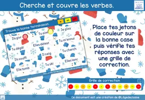 Aperçu - Cartes d'exercices - Cherche et couvre les verbes du 1er groupe - Page 1