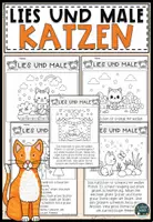 Vorschau - Arbeitsblätter - Lesemalblatt - Katzen - Deckblatt