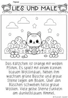 Vorschau - Arbeitsblätter - Lesemalblatt - Katzen - Seite 1