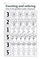 Vorschau - Arbeitsblätter - Frühblüher / Early Bloomer: Zählen & Ausmalen - Englisch - Seite 2