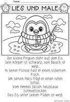 Vorschau - Mal- und Bastelvorlagen - Pinguin – Lesen und Malen - Seite 1