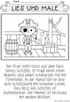 Vorschau - Arbeitsblätter - Abenteuer Piraten, Detektiv, Burgen Lesen und Malen Materialpaket - Seite 2