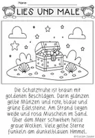 Vorschau - Mal- und Bastelvorlagen - Lesen und Malen – Lesemalblatt schatzkiste - Seite 2