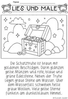 Vorschau - Mal- und Bastelvorlagen - Lesen und Malen – Lesemalblatt schatzkiste - Seite 3