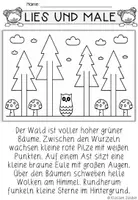 Vorschau - Arbeitsblätter - Wald – Lesen und Malen, Lesemalblatt - Seite 1
