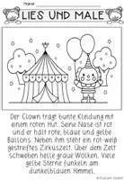 Vorschau - Arbeitsblätter - Zirkus – Lesen und Malen, Lesemalblatt - Seite 1