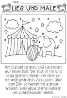 Vorschau - Arbeitsblätter - Zirkus – Lesen und Malen, Lesemalblatt - Seite 2