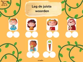 Voorbeeld - Hup en aap - leg de juiste woorden - Pagina 1