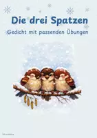 Vorschau - Arbeitsblätter - Die drei Spatzen - Gedicht mit passenden Übungen - Deckblatt