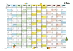Vorschau - Arbeitsblätter - Jahreskalender 2026 - Jahresübersicht im A4-Format - Seite 3