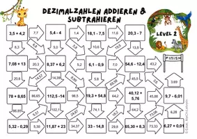 Vorschau - Arbeitsblätter - Labyrinth Dezimalzahlen Addieren & Subtrahieren - Seite 3