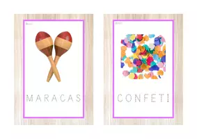 Vista previa - Tarjetas / Manipulativos - Vocabulario letra MAYÚSCULA punteada (carnaval) - página 1