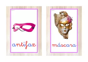 Vista previa - Tarjetas / Manipulativos - Vocabulario letra minúscula ligada (carnaval) - Portada