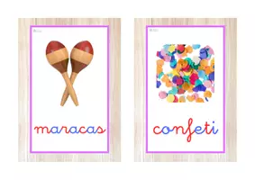 Vista previa - Tarjetas / Manipulativos - Vocabulario letra minúscula ligada (carnaval) - página 1