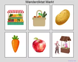 Vorschau - Arbeitsblätter - Wanderdiktat Markt Titelbild - Deckblatt