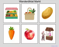 Vorschau - Arbeitsblätter - Wanderdiktat Markt Titelbild - Seite 1