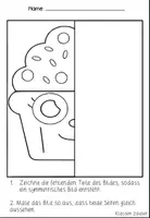 Vorschau - Mal- und Bastelvorlagen - Symmetrie Cupcake Bilder ausmalbilder - Seite 1
