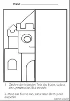 Vorschau - Mal- und Bastelvorlagen - Schloss Symmetrie Bilder, Ausmalbilder - Seite 3