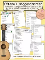 Vorschau - Unterrichtsreihen - 10 Offene Klanggeschichten - kreative Musikgeschichten zum Gestalten mit Körper und Instrumenten - Deckblatt