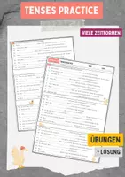 Vorschau - Arbeitsblätter - Tenses Practice (Englische Zeitformen trainieren) - Übungen + Lösung - Deckblatt