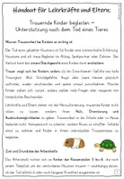 Vorschau - Stundenentwürfe - Trauerarbeit mit Kindern und Jugendlichen - HAUSTIER GESTORBEN - Todesfall Trauerbewältigung - Seite 1