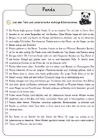 Vorschau - Arbeitsblätter - Panda Lesetext mit Fragen + Lösungen Leseverstehen Wortspeicher didaktische Reserve Lesen Leseverständnis - Seite 3