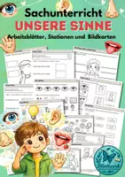 Vorschau - Arbeitsblätter - Sinne im Sachunterricht: Arbeitsblätter, Stationen, Bilder - Deckblatt