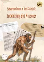 Vorschau - Stundenentwürfe - Vom Vormenschen zum Jetztmenschen - Entwicklung des Menschen - Lerntexte & Tabelle (Geschichte, Klasse 5/6) - Deckblatt