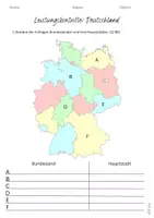 Vorschau - Arbeitsblätter - Deutschland Bundesländer und Hauptstädte - Leistungskontrolle - Seite 1