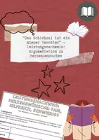 Vorschau - Arbeitsblätter - Das Schicksal ist ein mieser Verräter: Leistungsnachweis Argumentation Herzenswünsche - Deckblatt